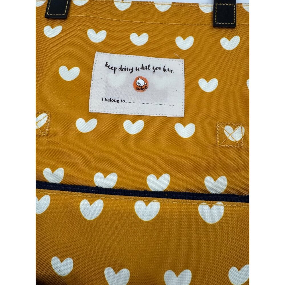 Tula Kids Backpack With Heart Print - Mustard Yellow & White - Dual Buckle Close - Picture 13 of 14
